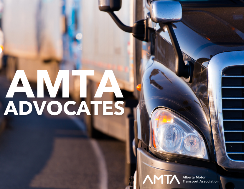 AMTA Advocates Graphic with Black Semi Truck front view image