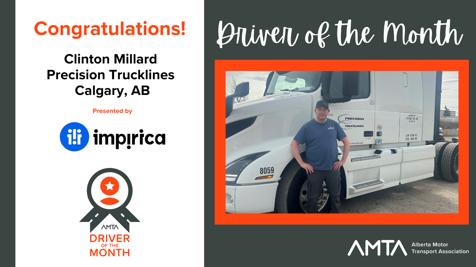 AMTA April 2025 Driver of the Month: Clinton Millard, Precision Trucklines