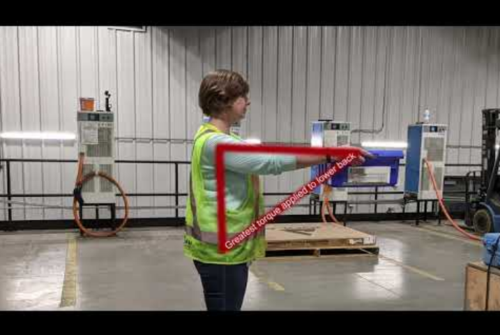 Greatest torque applied to lower back in a safety vest