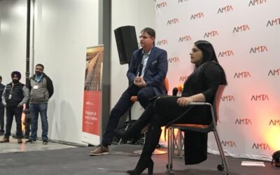 Transportation Minister Sawhney addresses crowd of 50 at AMTA mix and mingle